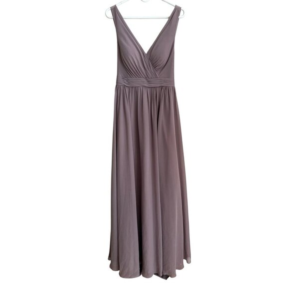 Azazie NWT Kora Chiffon Bridesmaid Formal Gown in Purple Dusk Size 12 - Picture 3 of 16